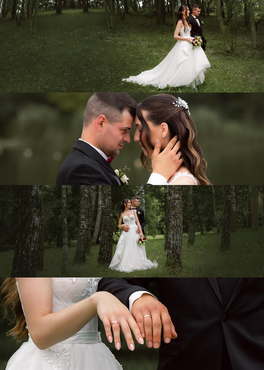 Vestuvių fotosesija gamtoje, jaunųjų portretai